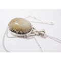 A Stunning Large Spotted Agate Pendant O Chain In Sterling Sterling