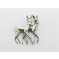 Lovely Vintage  Brooch Made up With Two Bambi`s in Sterling Silver