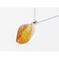 A Beautiful Natural Citrine Rough Facet Gemstone Pendant on Chain in Sterling Silver.