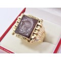 Stunning! Vintage 14K Rose Gold & Carved Intaglio Ring