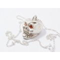 Stunning Sterling Silver Skull Pendant with CZ Eyes On Chain