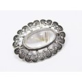 Amazing Large Filigree Brooch With a Rutile Quartz Stone in Sterling Silver
