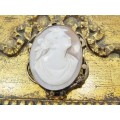 A Stunning Large antique rolled gold & carved shell cameo brooch