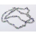 A Stunning Long Fancy Link Necklace With a  Enamel Inlay in Silver.