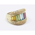 Exquisite! 9CT Gold, Tutti Frutti Gemstone & Diamond Ring
