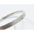 Textured Twist to Open Bangle in Sterling Silver
