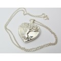 A  gorgeous Heart Design Tree of Life Locket On chain in Sterling Silver