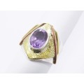 A Lovely Three Tone Amethyst Ring in Sterling Silver.