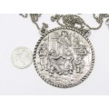 Vintage Dutch Silver-Plated Large Medallion Necklace