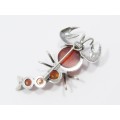 An Amazing Amber Scorpion Brooch in Sterling Silver.