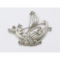 A Beautiful Large Detailed Dutch Design Boat Brooch in Silver