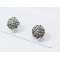 A Stunning Pair of Vintage Marcasite Flower  Earrings With Screw backs in Sterling Silver.