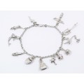 A Gorgeous Vintage Design Chunky Charm Bracelet in Sterling Silver.