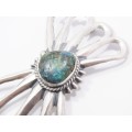 A Gorgeous Large Turquoise Pendant In Sterling Silver.