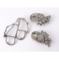 Gorgeous Vintage Marcasite Dress Clips or can be worn as a Brooch in Sterling Silver