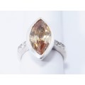 A Gorgeous Chunky Marquise Cut Zirconia Ring in Sterling Silver.