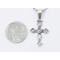 A Very Pretty Moonstone Cross Pendant on Chain in Sterling Silver.