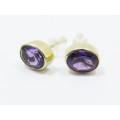 Stunning! 18CT Gold & Oval Faceted Amethyst Earrings
