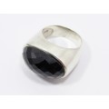 A Gorgeous Facetted Black Onyx Ring in Sterling Silver.