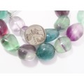 Gorgeous Chunky Rainbow Fluorite Crystal  Necklace With a Modernist Design Clasp in Sterling Silver