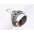 A Lovely Citrine Boho Design Ring in Sterling Silver.