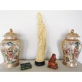 Huge Oriental Decorative Moulded Figural Tusk