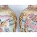 Huge Pair of Decorative Oriental Satsuma-Style Ginger Jars