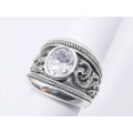 Huge Weighty Detailed  Zirconia Ring in Sterling Silver