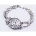 A Gorgeous Dutch  Street Scene Repoussé Design Bracelet in Sterling Silver