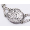 A Gorgeous Dutch  Street Scene Repoussé Design Bracelet in Sterling Silver