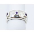 Lovely Solid Design Amethyst Ring in Sterling Silver