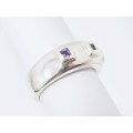 Lovely Solid Design Amethyst Ring in Sterling Silver