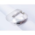 A Lovely Hollow Abstract  Design Chunky Ring in Sterling Silver.