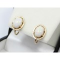 A Gorgeous Pair of Vintage Screw Back Opal Earrings in 14ct Gold