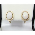 A Gorgeous Pair of Vintage Screw Back Opal Earrings in 14ct Gold