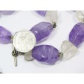 A Gorgeous Chunky Amethyst And Clear Rock Crystal Necklace
