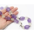 A Gorgeous Chunky Amethyst And Clear Rock Crystal Necklace