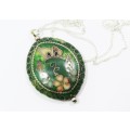 A Stunning Detailed Reversible Cloisonné Pendant on Chain in Sterling Silver.