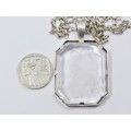 A Gorgeous Large Intaglio Glass Pendant On Chain in Sterling Silver