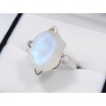 A Gorgeous Chunky Solitaire  Moonstone Ring in Sterling Silver.