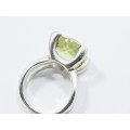 A Beautiful  Radiant Lemon Quartz Solitaire Design Ring in Sterling Silver