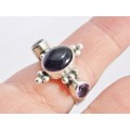 A Lovely Solid  Amethyst Gemstone Ring in Sterling Silver