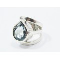 A Gorgeous Bespoke !! Three Band into One Blue Topaz Ring in Sterling Silver