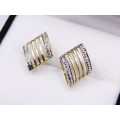 A Beautiful Pair of Patterned Designed Stud Earrings in 9ct Gold