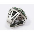 A Gorgeous Chunky Emerald Design Ring in Sterling Silver