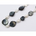 A Gorgeous Baroque Pearls And Mother of Pearl Necklace With a Sterling Silver Clasp
