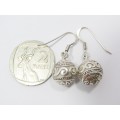 A Gorgeous Pair Repousse Design  Ball Design Earrings in Sterling Silv