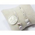A Beautiful Pair of Dove Grey Fresh Water Pearls and Cloisonné Beads Dangling Earrings in Sterling
