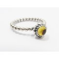 A Lovely Yellow Stone Pandora Stack  Ring in Sterling Silver.