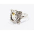 A Lovely Two Tone Citrine Boho Ring in Sterling Silver.